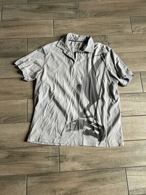 Caribbean Light Gray Polo with Black Graphic